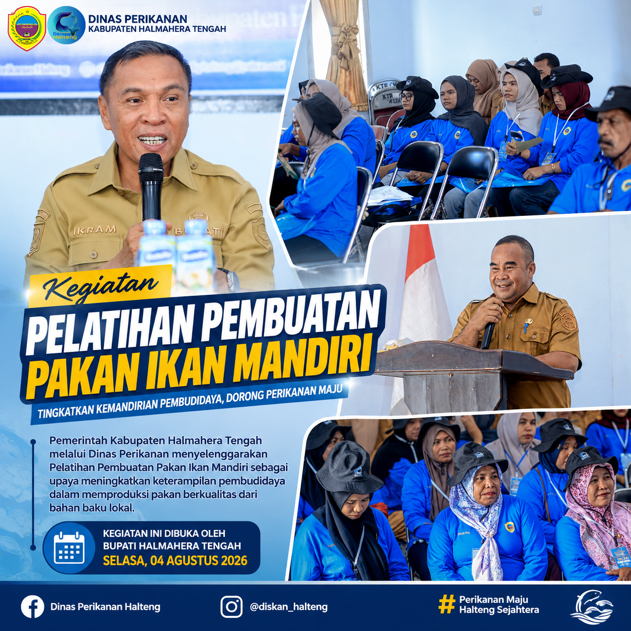 Bupati Halmahera Tengah Resmi Membuka Pelatihan Pembuatan Pakan Ikan Mandiri Tahun 2026